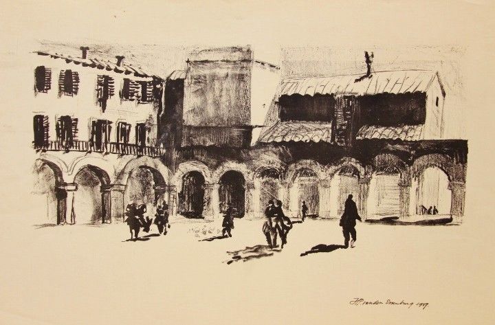 henk van den essenburg  spanje  litho   30 x 50 cm. 75   zonder lijst 1480