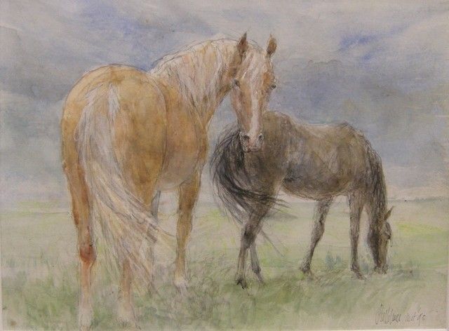 piet klaasse   paardenstel   aquarel  70 x 50 cm. gesign. lo. e. 1600 00   1564