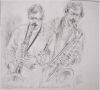 piet klaasse  han bennink en ferdinand povel  in nick vollebregt s jazzcafe  potlood 3  84. buitenmaten 55 x 60 cm.  e. 950 00  1569