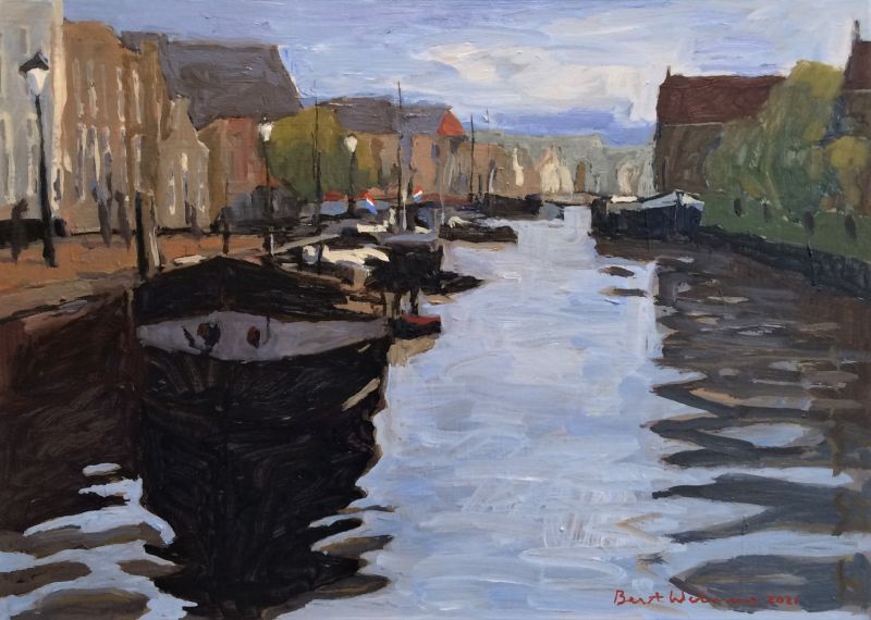 de thorbeckegracht zwolle  olieverf op paneel  x 42 cm. 950 00 1955