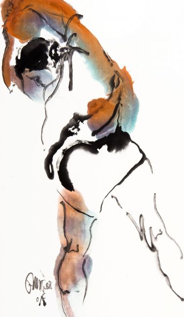 la serenite   sumi inkt en aquarel  op yuan papier       x90 cm. 1250 00 2585