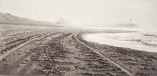 wim bettenhausen  langs het strand  meerkleuren ets met aquatint   x 70 cm. 425 00 2532