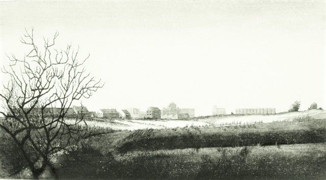 wim bettenhausen  zicht op scheveningen    ets en aquatint  59 x 88 cm. 490 00 2539