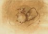 drie muizen  krijt penseeltekening x50 cm. ex lijst 190 00 2690