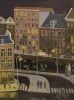 amsterdam bij avond  olieverf  x30 cm.     600 00 2956