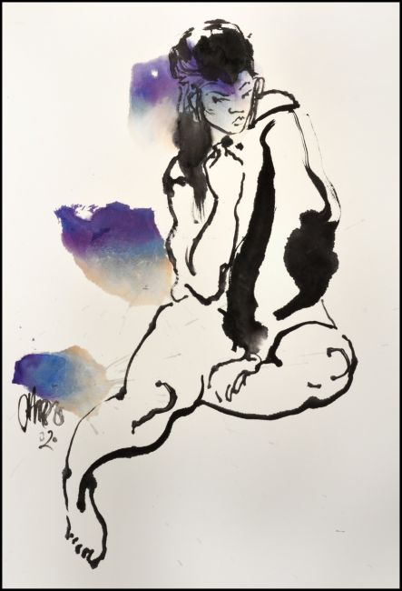 13 behaaglijk     cm. breed 80 cm. lang  sumi inkt  aquarel op yuan papier   1020 euro 3069