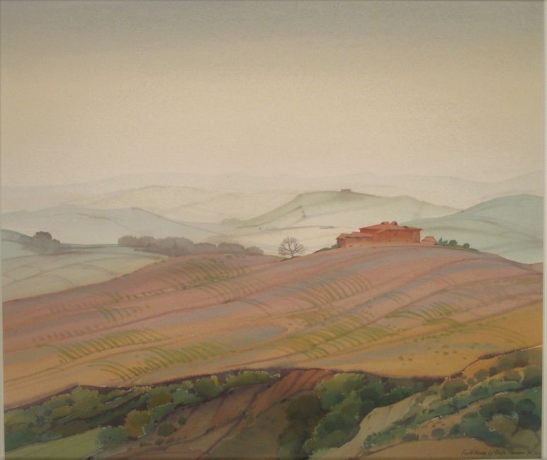 gerrit neven  le crete toscane  aquarel  buitenmaten x 70 cm. 389