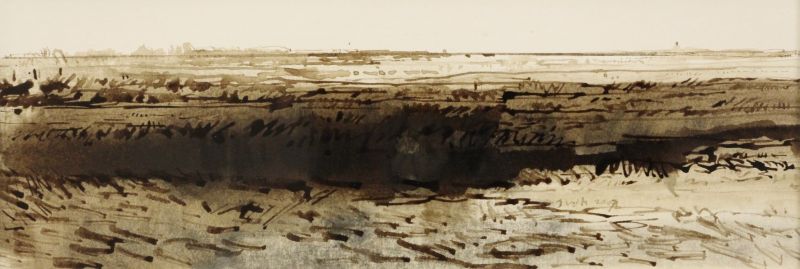 jan van der kooi  zeeland iii  penseel tekening  00  40 x 60 cm.     383