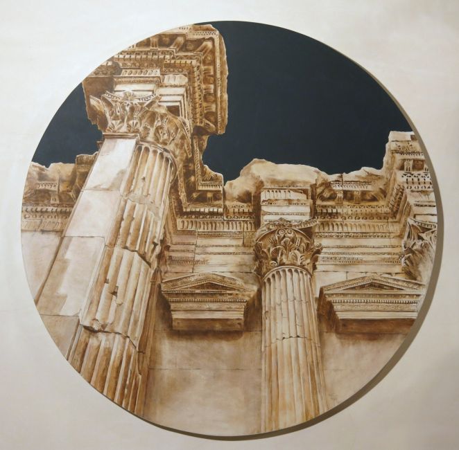 8 baalbek cella  acryl op paneel  diam. 98 cm  4500 euro 3217