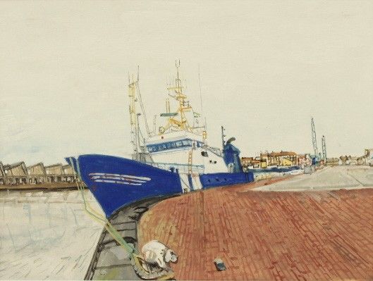 evert salis  eerste binnenhaven  scheveningen  gouache x30 cm. 390 00 3276