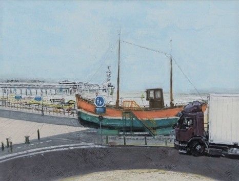 evert salis  pier  scheveningen  gouache x30 cm. 390 00 3284