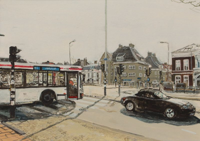 evert salis  raamweg  javabrug  den haag  gouache x30 cm. 390 00 3286