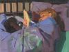 HANS VERSFELT  Lezend meisje met slapende kat  x 40 cm.      kopie 3774