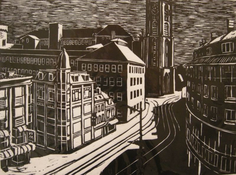 ALEX VERDUYN DE BOER  Torenstraat  Den Haag  lino   x 50 cm. 180 00 3991