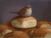 TON VAN STEENBERGEN Vogel en brood  digitale grafiek x53 cm.     195 00  4146