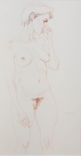 ED VALK  Portret van een vrouw  kleurpotlood x44 cm. 650 00 4578