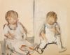 MARJAN DE GLOPPER  Twee peutertjes  aquarel x14 cm. 95 00 5107