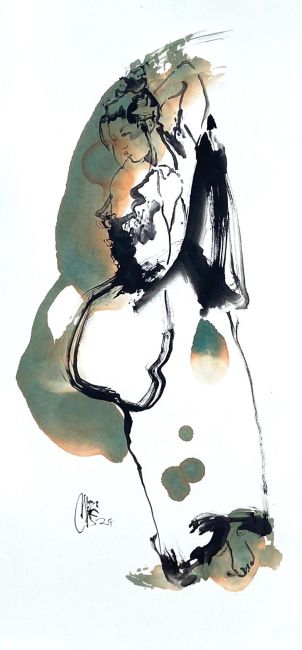 De Geisha  110 cm.  1490 euro  sumipainting 5277