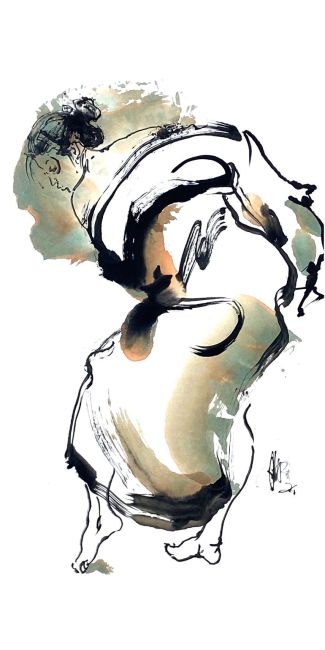 La danseuse   100 cm. 1350 euro sumipainting 5285
