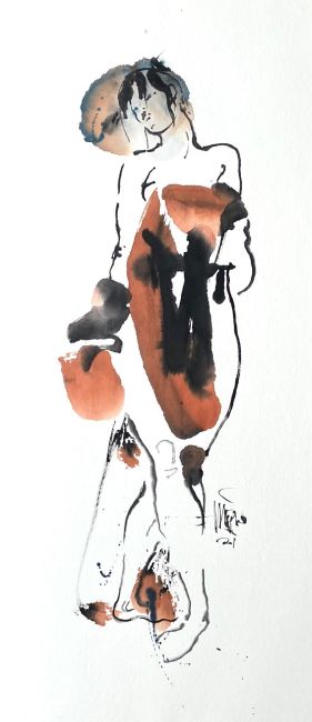 Zachtmoedig  110 cm.  1490 euro  sumipainting 5282