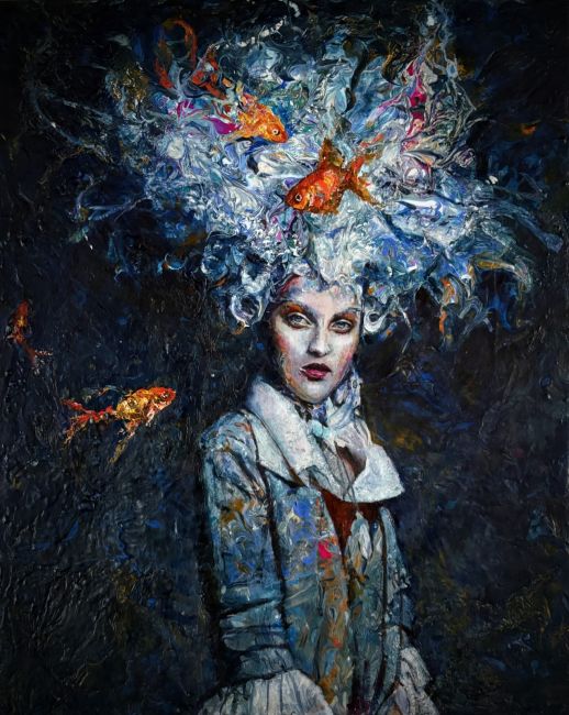 HANNEKE NATEROP  Miren  olieverf en acryl  x 43 cm.   1875 0025