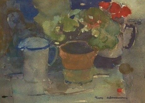 max kleinen  stilleven met geraniums  aquarel   x 50 cm. e. 975 00  .jpg 683